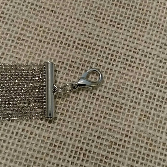 Silvertone Rhinestone Multi-strand Chain Wrap Bracelet With Toggle Closure - Picture 4 of 6